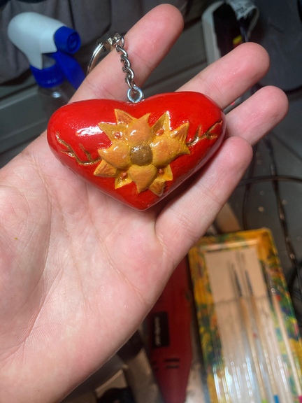 Heart flower carving